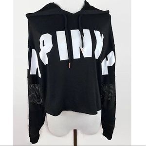 Victoria Secret PINK Mesh Cropped Pullover Hoodie
